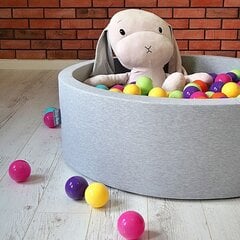 KiddyMoon 90x30cm/300 palloa pallomeri, vaaleanharmaa:valkoinen/musta/hopea/tumma vaaleanpunainen hinta ja tiedot | Vauvan lelut | hobbyhall.fi