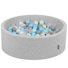 KiddyMoon 90x30cm/300 palloa pallomeri, vaaleanharmaa:helmiäinen/harmaa/läpinäkyvä/ sininen/minttu hinta ja tiedot | Vauvan lelut | hobbyhall.fi