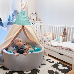 KiddyMoon 90x30cm/200 palloa pallomeri, vaaleanharmaa:helmi/harmaa/sininen hinta ja tiedot | Vauvan lelut | hobbyhall.fi
