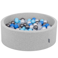 KiddyMoon 90x30cm/200 palloa pallomeri, vaaleanharmaa:helmiäinen/sininen/ sininen/läpinäkyvä/hopea hinta ja tiedot | Vauvan lelut | hobbyhall.fi
