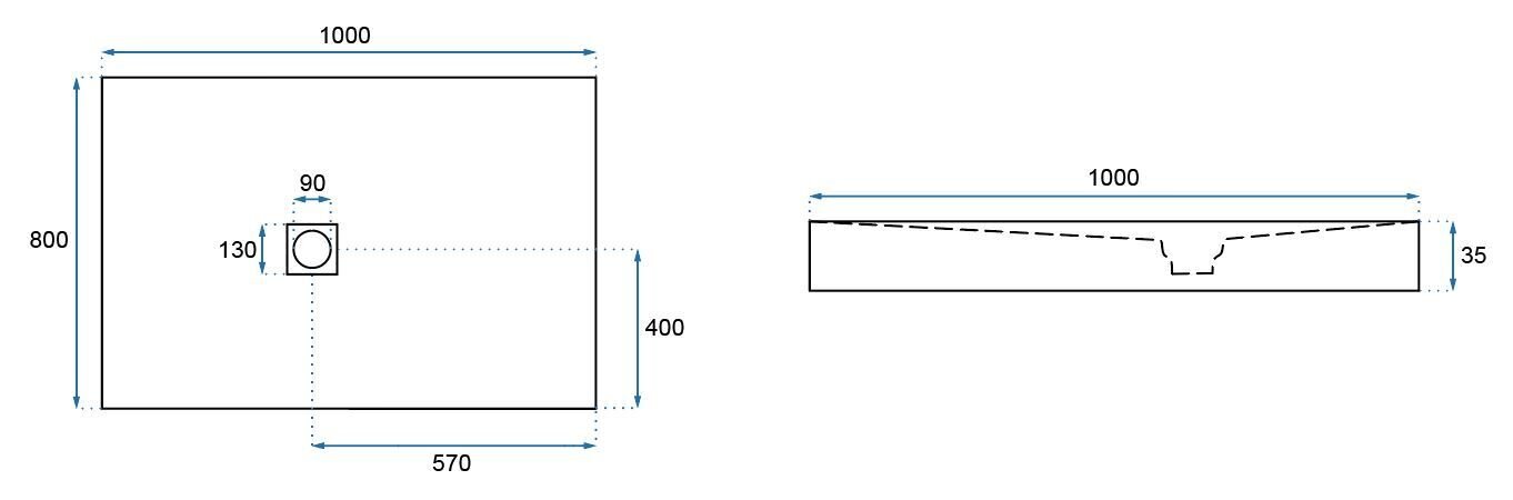 Rea suihkuallas Rock 80x100 sifonilla, musta hinta ja tiedot | Suihkualtaat | hobbyhall.fi