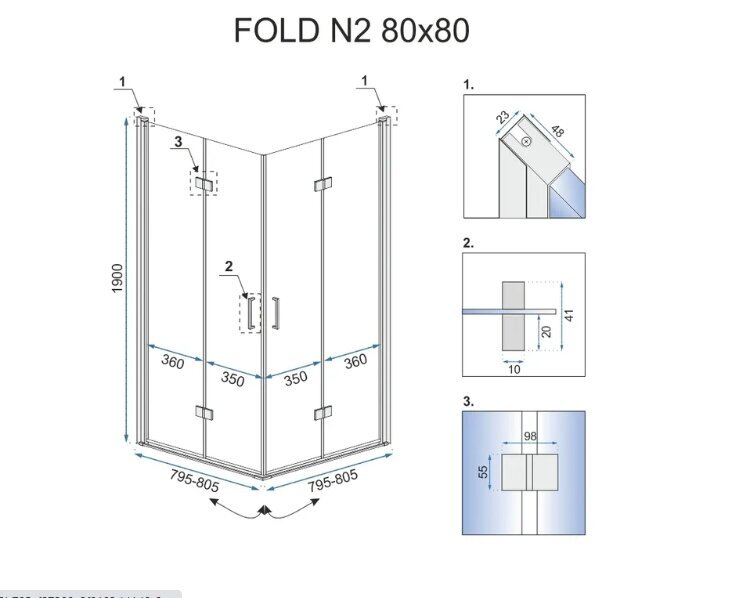 Suihkukaappi Rea Folding N2 hinta ja tiedot | Suihkukaapit ja suihkunurkat | hobbyhall.fi
