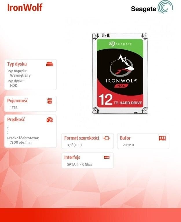 Seagate ST12000VN0008 hinta ja tiedot | Kovalevyt | hobbyhall.fi