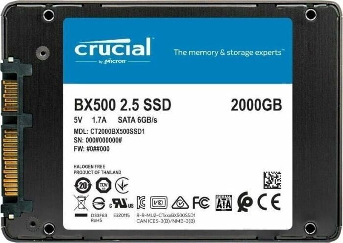 Crucial CT2000BX500SSD1 hinta ja tiedot | Kovalevyt | hobbyhall.fi