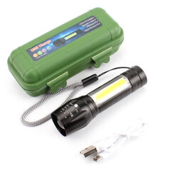 Pieni taktinen LED-COB-taskulamppu USB:llä ja zoom-toiminnolla, vesitiivis 2-in-1 hinta ja tiedot | Taskulamput ja valonheittimet | hobbyhall.fi