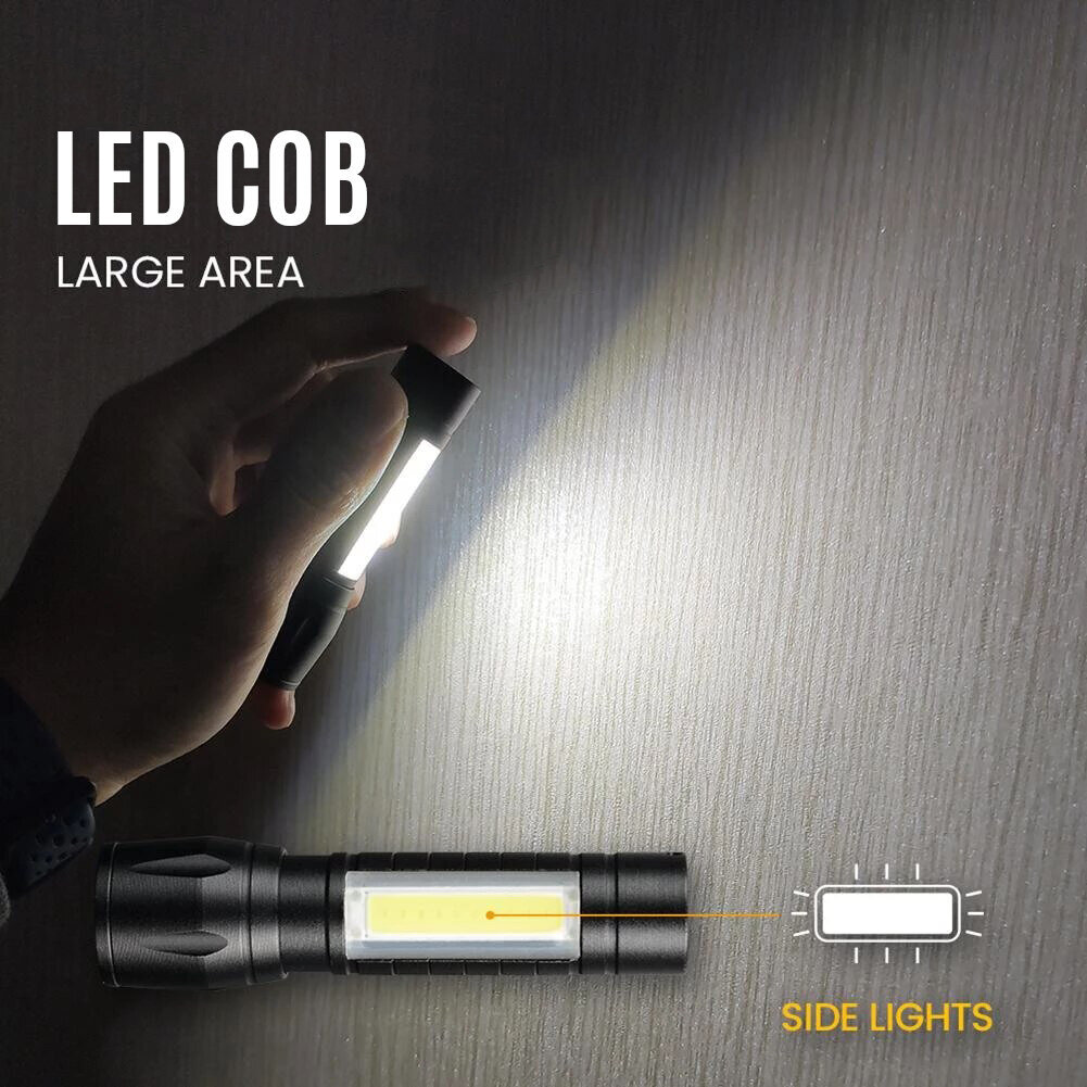 Pieni taktinen LED-COB-taskulamppu USB:llä ja zoom-toiminnolla, vesitiivis 2-in-1 hinta ja tiedot | Taskulamput ja valonheittimet | hobbyhall.fi