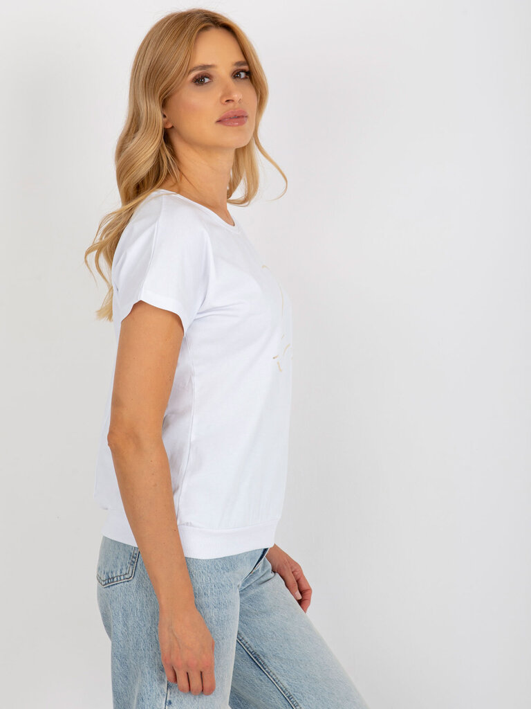Naisten valkoinen T-paita printillä 2016103404193 hinta ja tiedot | Naisten T-paidat | hobbyhall.fi