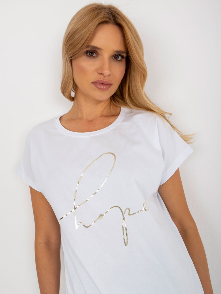 Naisten valkoinen T-paita printillä 2016103404193 hinta ja tiedot | Naisten T-paidat | hobbyhall.fi