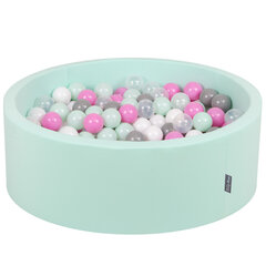 KiddyMoon 90x30cm/300 palloa ∅ 7cm pallomeri, minttu:läpinäkyvä/harmaa/valkoinen/vaaleanpunainen/minttu hinta ja tiedot | Vauvan lelut | hobbyhall.fi