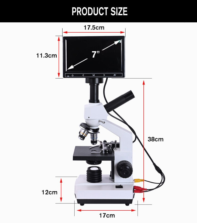 Ammattimainen biologinen mikroskooppi näytöllä, 1600x hinta ja tiedot | Mikroskoopit ja teleskoopit | hobbyhall.fi