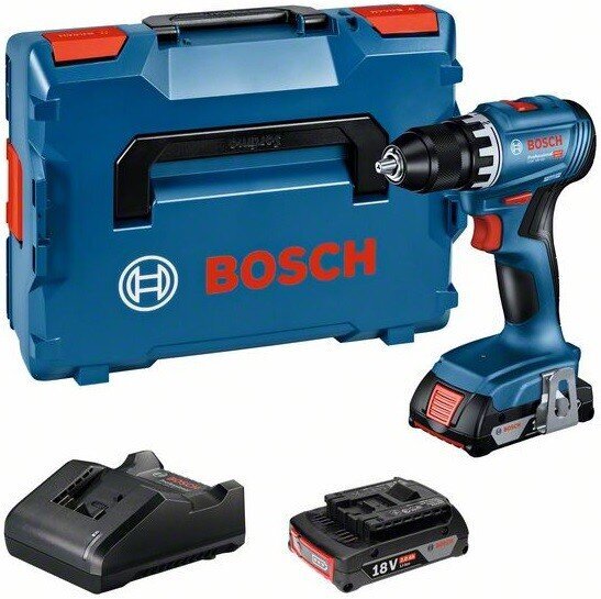 Akkuporakone Bosch GSR 18V-45, (2x2.0Ah), 0-500 / 0-1.900 min.-1 hinta ja tiedot | Akkuporakoneet ja ruuvinvääntimet | hobbyhall.fi