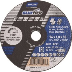 Leikkuulevy Norton Blue Fire A60 T41 - 76x1x10mm hinta ja tiedot | Sahat ja sirkkelit | hobbyhall.fi