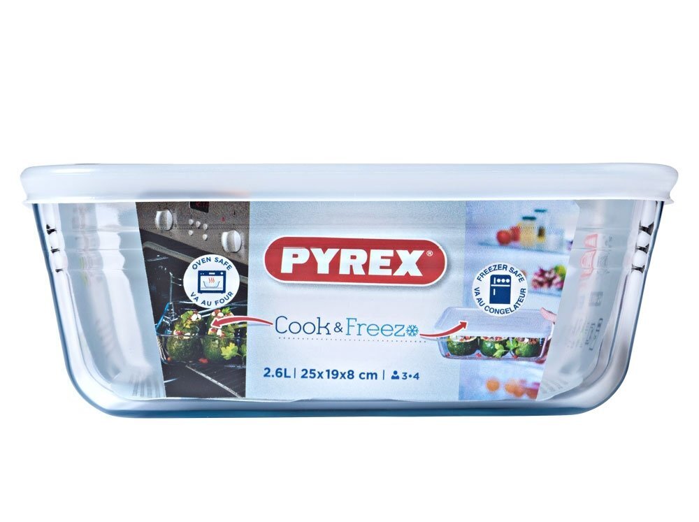 Lämmönkestävä säiliö Pyrex Cook & Freeze 25x19cm, 2,6L. hinta ja tiedot | Uunivuoat ja leivontavälineet | hobbyhall.fi
