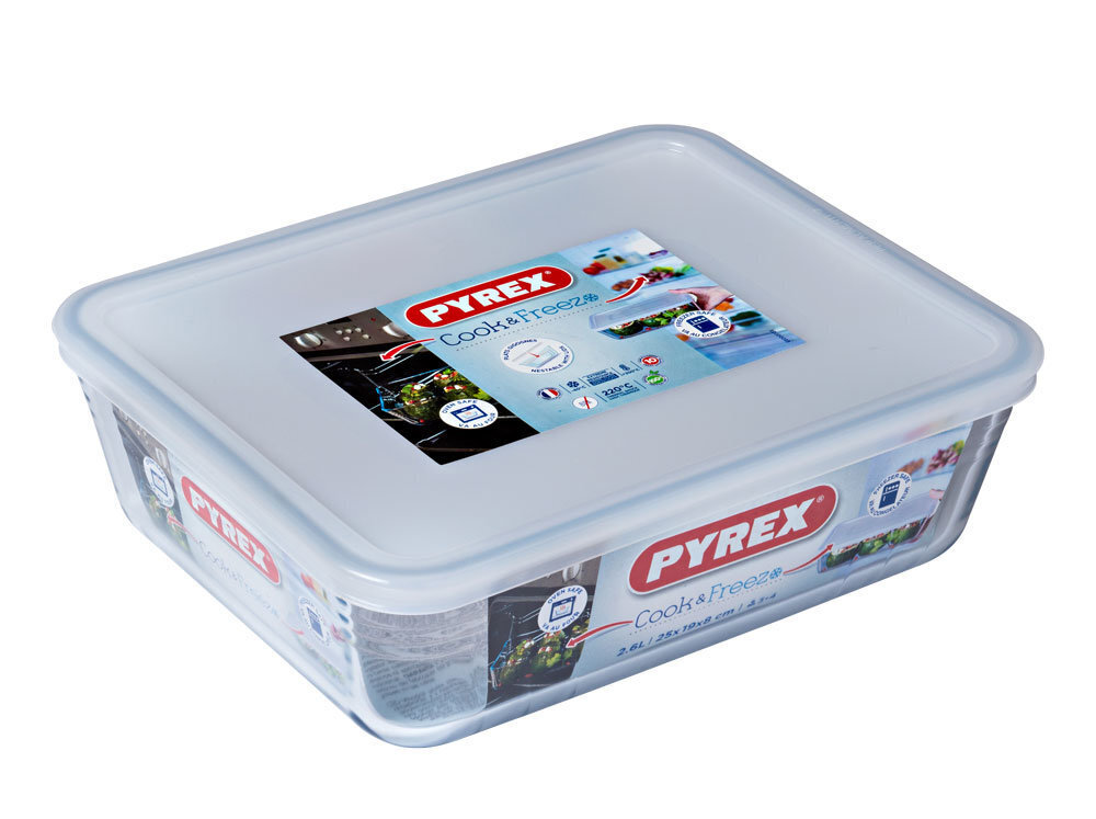 Lämmönkestävä säiliö Pyrex Cook & Freeze 25x19cm, 2,6L. hinta ja tiedot | Uunivuoat ja leivontavälineet | hobbyhall.fi