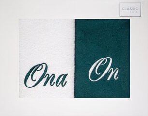 Ona & On -pyyhesarja, 70 x 140 cm, 2 kpl / pakkaus, vihreä / valkoinen hinta ja tiedot | Pyyhkeet | hobbyhall.fi