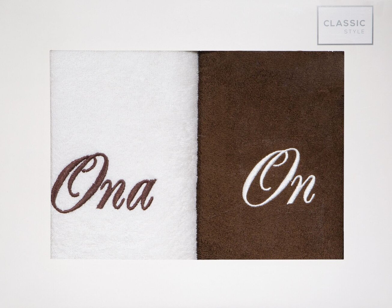 Ona & On -pyyhesarja, 70 x 140 cm, 2 kpl / pakkaus, ruskea / valkoinen hinta ja tiedot | Pyyhkeet | hobbyhall.fi