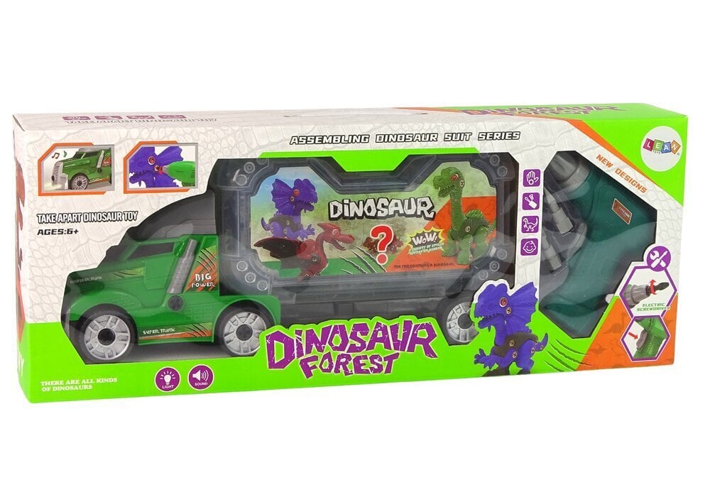 Kuorma-auto ruuvimeisselillä Dinosaurs, vihreä hinta ja tiedot | Poikien lelut | hobbyhall.fi