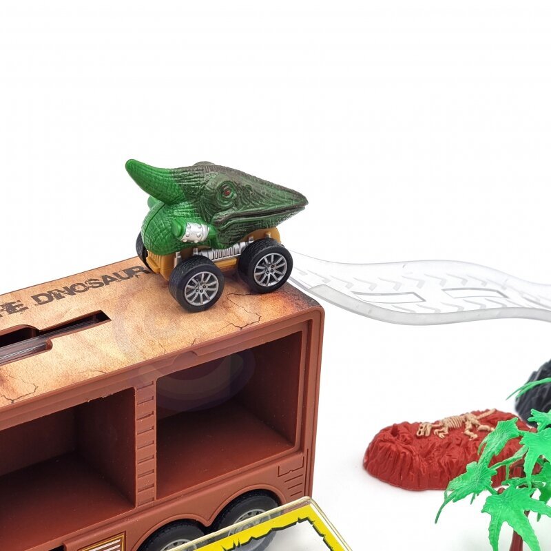 Dinosaurusauto, jossa on laukaisulaite ja autoja, Woopie hinta ja tiedot | Poikien lelut | hobbyhall.fi