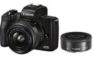 Canon EOS M50 Mark II EF-M 15-45mm IS STM + EF-M 22mm STM hinta ja tiedot | Kamerat | hobbyhall.fi