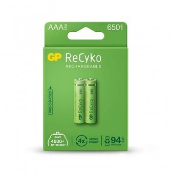 GP ReCyko Ladattava AAA -paristo, NiMH, 650 mAh EB2 hinta ja tiedot | Paristot | hobbyhall.fi