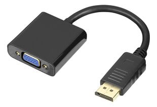 Sovitin Deltaco VGA - DisplayPort, 1080p 60Hz, 0,2m, musta / DP-VGA7-K / 00110027 hinta ja tiedot | Kaapelit ja adapterit | hobbyhall.fi