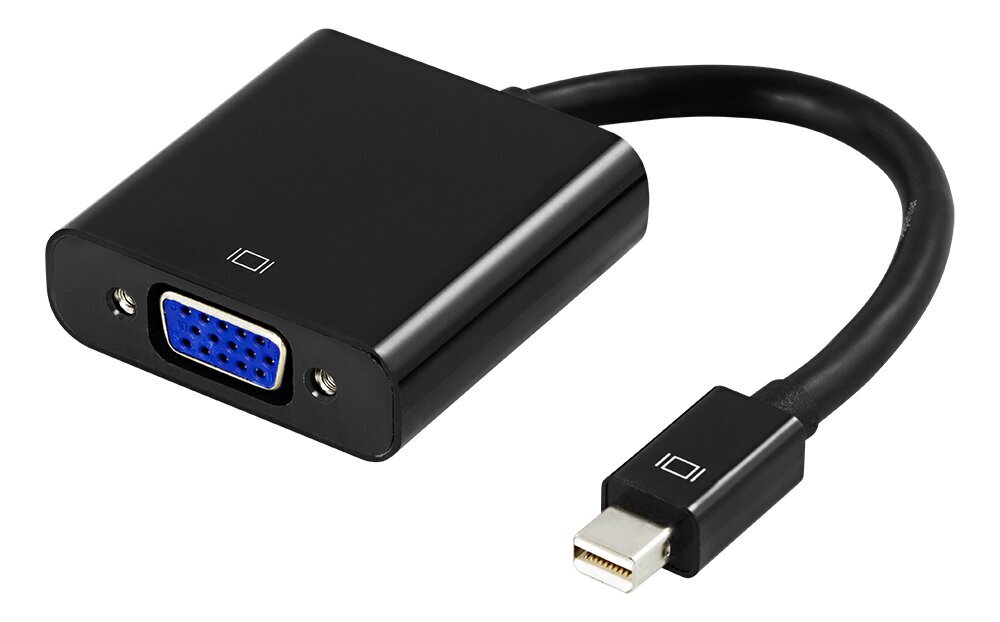 Sovitin Deltaco VGA - miniDisplayPort, 1080p 60Hz, 0,2 m, musta / DP-VGA3-K / 00110026 hinta ja tiedot | Adapterit | hobbyhall.fi