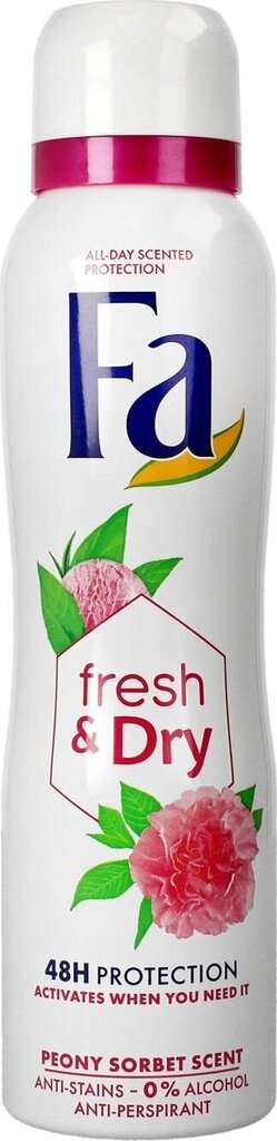 Suihkedeodorantti Fa Fresh & Dry Peony Sorbet, 150 ml hinta ja tiedot | Deodorantit | hobbyhall.fi