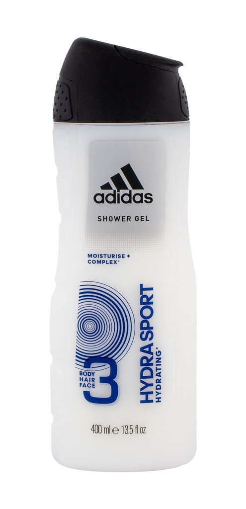 Adidas 3in1 Hydra Sport suihkugeeli miehelle 400 ml hinta ja tiedot | Suihkusaippuat ja suihkugeelit | hobbyhall.fi