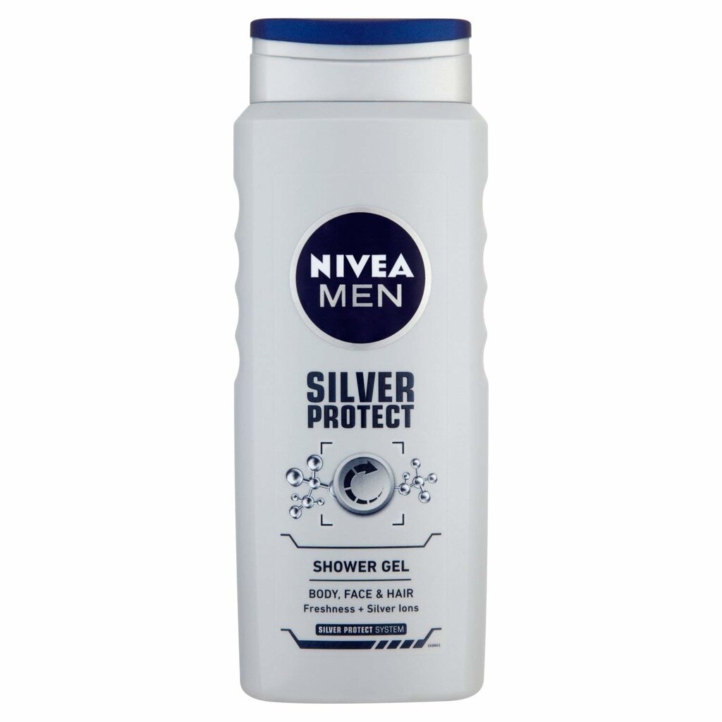 Suihkugeeli-shampoo Nivea Men Silver Protect miehille 500 ml hinta ja tiedot | Suihkusaippuat ja suihkugeelit | hobbyhall.fi