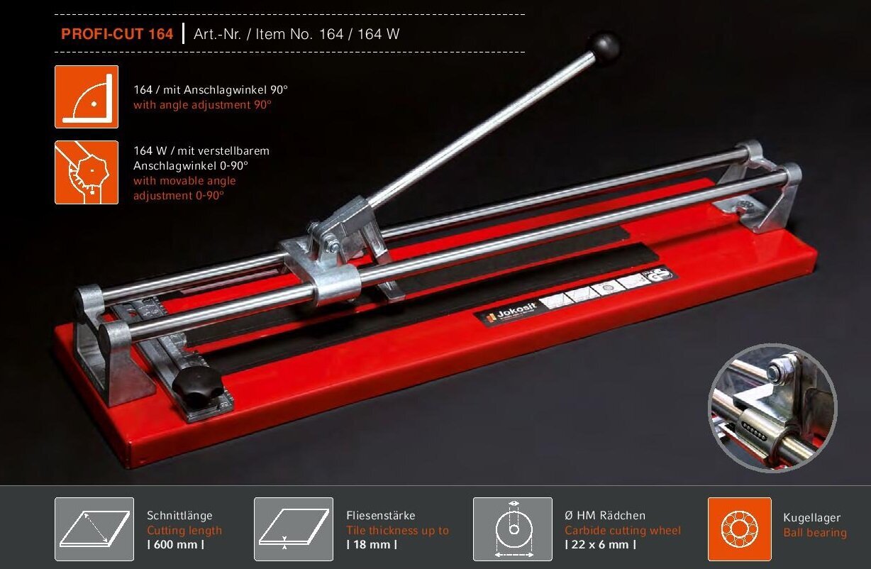 Laattaleikkuri JOKOSIT PROFI-CUT 164W (600 mm) hinta ja tiedot | Käsityökalut | hobbyhall.fi