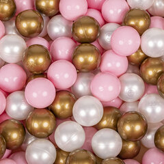 KiddyMoon pehmeä pallomeri pyöreä 90x30cm/300 pallot ∅ 7cm Valkoinen-kulta: vaaleanpunainen / helmiäinen / hinta ja tiedot | Vauvan lelut | hobbyhall.fi