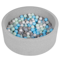 Selonis pehmeä palloallas 90x30cm/200 palloa pyöreä vauvalle pikkulapselle vaahtomuovia, vaaleanharmaa:pearl/gris/transparent/ babyblue/mint hinta ja tiedot | Vauvan lelut | hobbyhall.fi