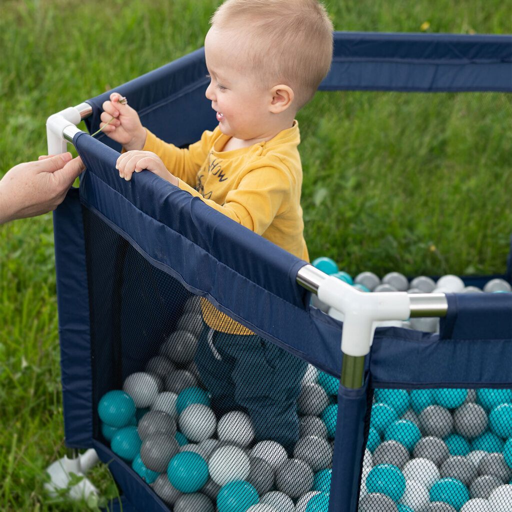 Selonis kuusikulmainen 6-puoleinen leikkikynä, jossa 100 palloa, sininen:babyblue/blue/pearl hinta ja tiedot | Vauvan lelut | hobbyhall.fi
