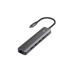 Sovitin USB Type-C - HDMI, LAN, 3x USB 3.0 Type-A, USB Type-C PD100W hinta ja tiedot | Adapterit | hobbyhall.fi