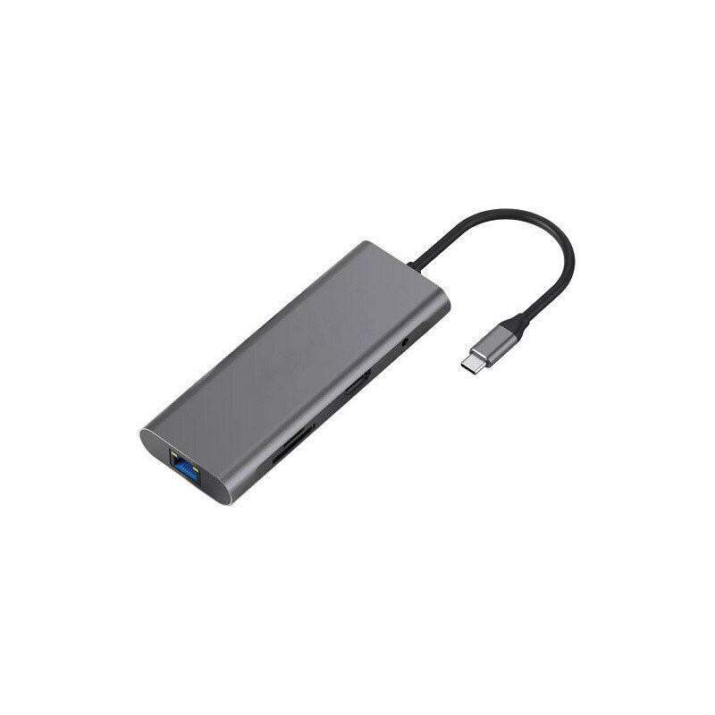 Sovitin USB Type-C - HDMI, LAN, 3x USB Type-A, SD, TF, USB Type-C PD60W, Aux hinta ja tiedot | Adapterit | hobbyhall.fi