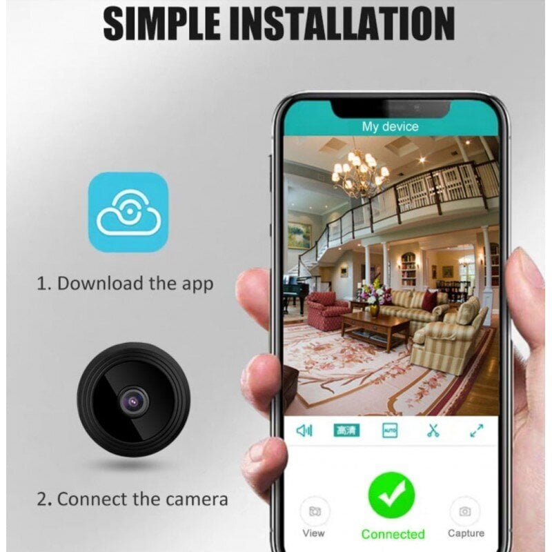 Mini Wifi IP-kamera HD 1080P langaton sisäkamera, jossa on yövalo 90 astetta 220516400555 hinta ja tiedot | Valvontakamerat | hobbyhall.fi