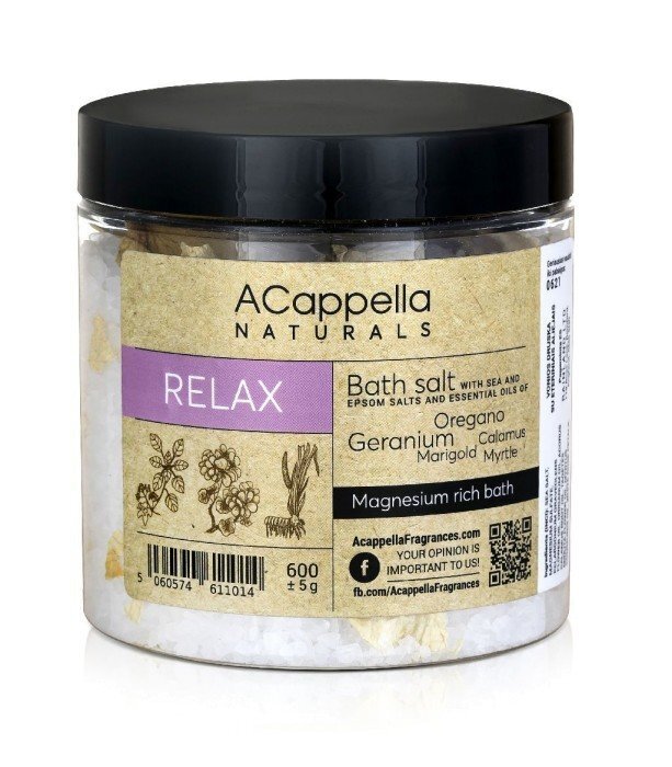 Kylpysuola Acappella Naturals Relax, 600 g hinta ja tiedot | Suihkusaippuat ja suihkugeelit | hobbyhall.fi