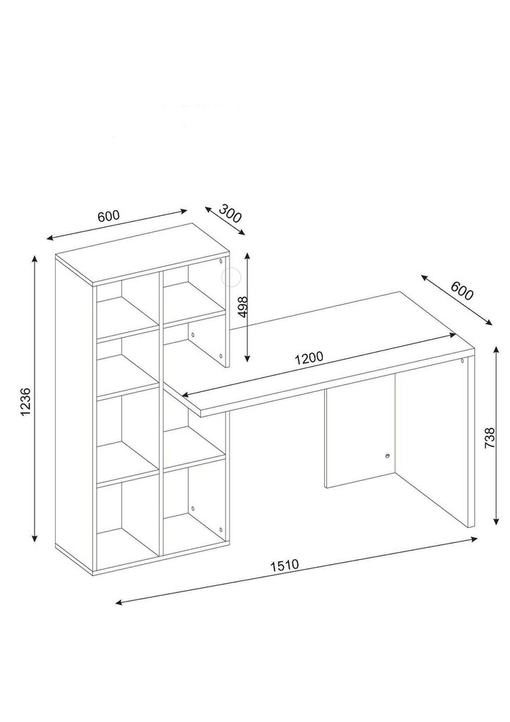 Työpöytä Kalune Design 731, 123,6 cm, valkoinen/ruskea hinta ja tiedot | Tietokonepöydät ja työpöydät | hobbyhall.fi
