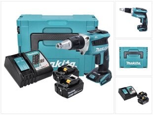 Makita DFS 452 RGJ Akkukäyttöinen kipsilevyruuvimeisseli 18 V + 2 akkua 6,0 Ah sekä laturi ja Makpac hinta ja tiedot | Akkuporakoneet ja ruuvinvääntimet | hobbyhall.fi