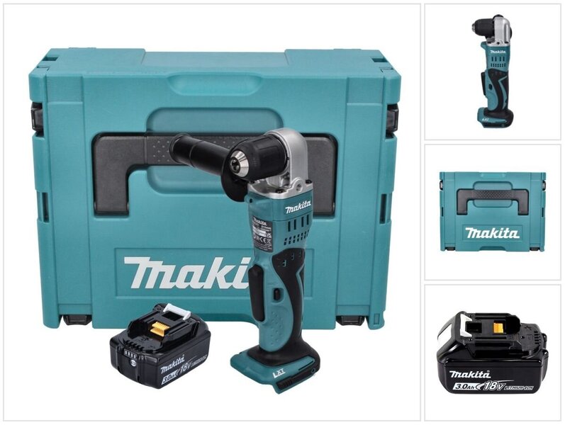 Makita DDA 351 F1J akkuporakone 18 V 13,5 Nm, sekä akku 3,0 Ah ja Makpac, ei sisällä laturia