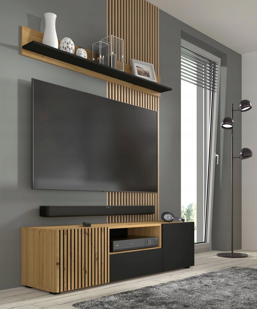 TV-kaappi Akl Furniture Auris, musta/ruskea hinta ja tiedot | TV-tasot | hobbyhall.fi