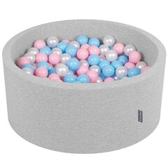 KiddyMoon pehmeä pallomeri pyöreä 90x40cm/200 pallot ∅ 7cm , vaaleanharmaa: baby blue/light pink/pearl hinta ja tiedot | Vauvan lelut | hobbyhall.fi