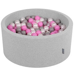 KiddyMoon pehmeä pallomeri pyöreä 90x40cm/200 palloa ∅ 7cm , vaaleanharmaa / helmiäinen / harmaa / hinta ja tiedot | Vauvan lelut | hobbyhall.fi