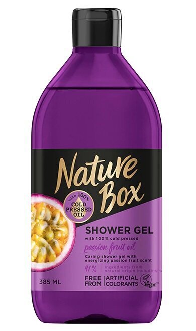 Nature Box Marakuja Oil suihkugeeli 385 ml hinta ja tiedot | Suihkusaippuat ja suihkugeelit | hobbyhall.fi