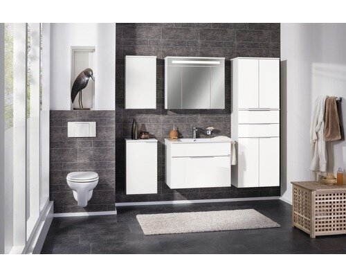 Kara 3D -yläkaappi kylpyhuoneeseen, sis. LED-valon, 80 x 22,5 x 70 cm, valkoinen hinta ja tiedot | Kylpyhuonekaapit | hobbyhall.fi