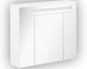 Kara 3D -yläkaappi kylpyhuoneeseen, sis. LED-valon, 80 x 22,5 x 70 cm, valkoinen hinta ja tiedot | Kylpyhuonekaapit | hobbyhall.fi