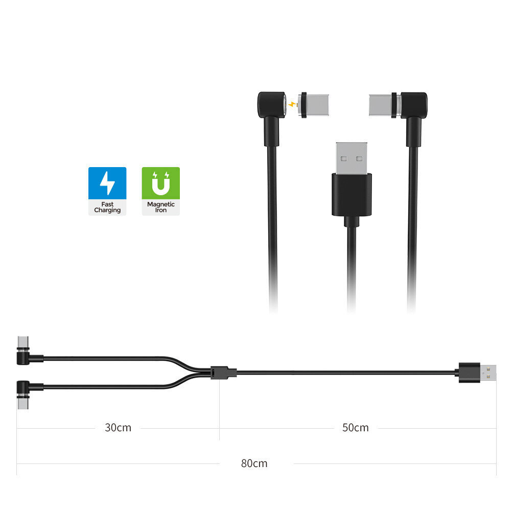 Dobe Magnetic Double USB - Type-C/Type-C Cable Model TP5-2520 hinta ja tiedot | Puhelinkaapelit | hobbyhall.fi