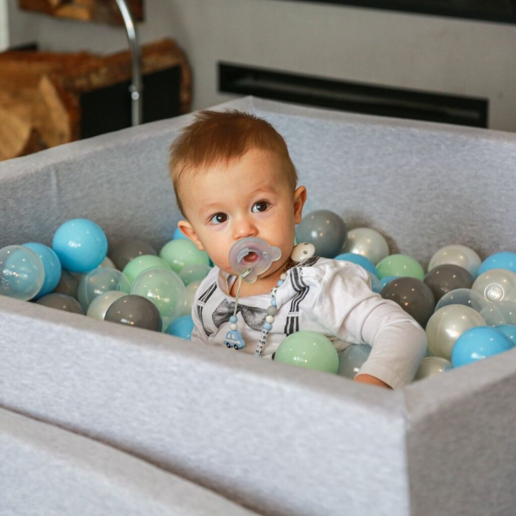 KiddyMoon 120x30cm/1000 palloa ∅ 7cm / 2.75in lapsille, vaaleanharmaa hinta ja tiedot | Vauvan lelut | hobbyhall.fi