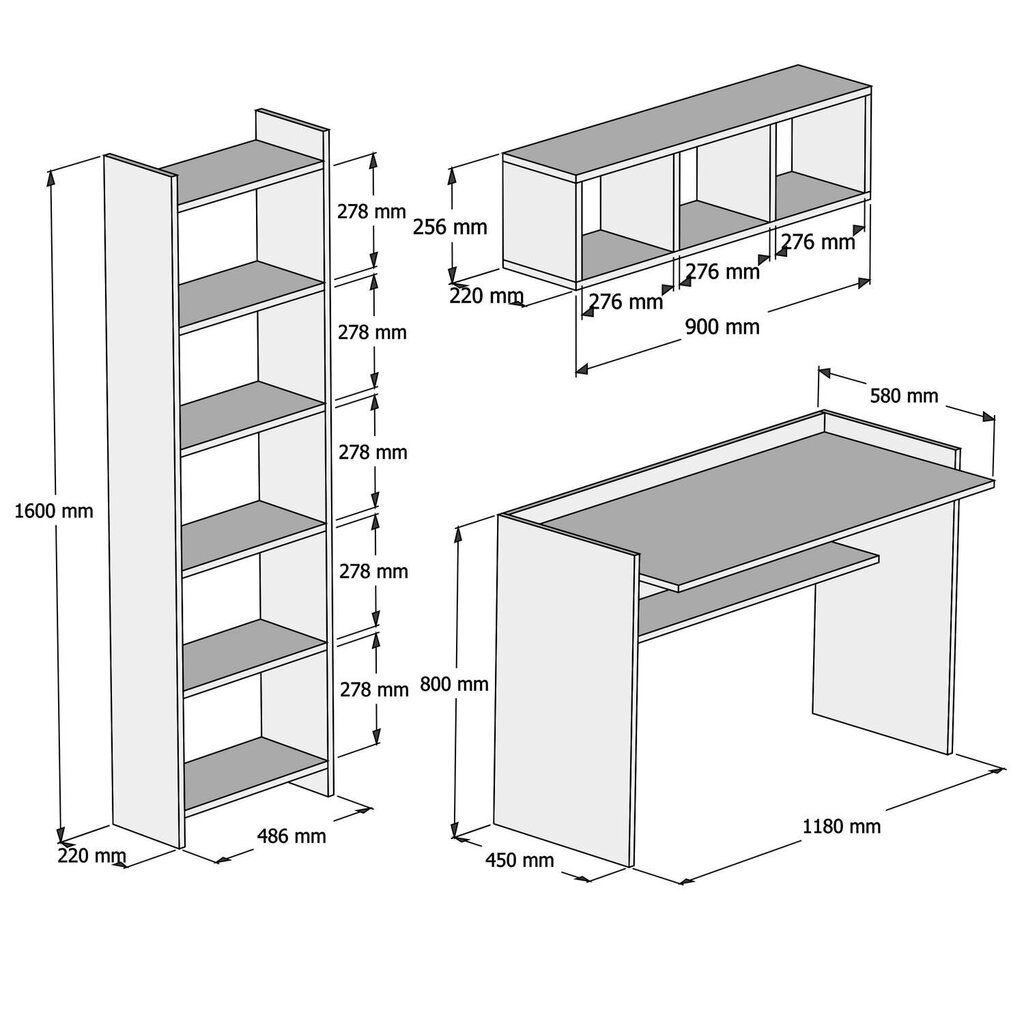 Työpöytä hyllyllä Kalune Design 566, ​​valkoinen hinta ja tiedot | Tietokonepöydät ja työpöydät | hobbyhall.fi