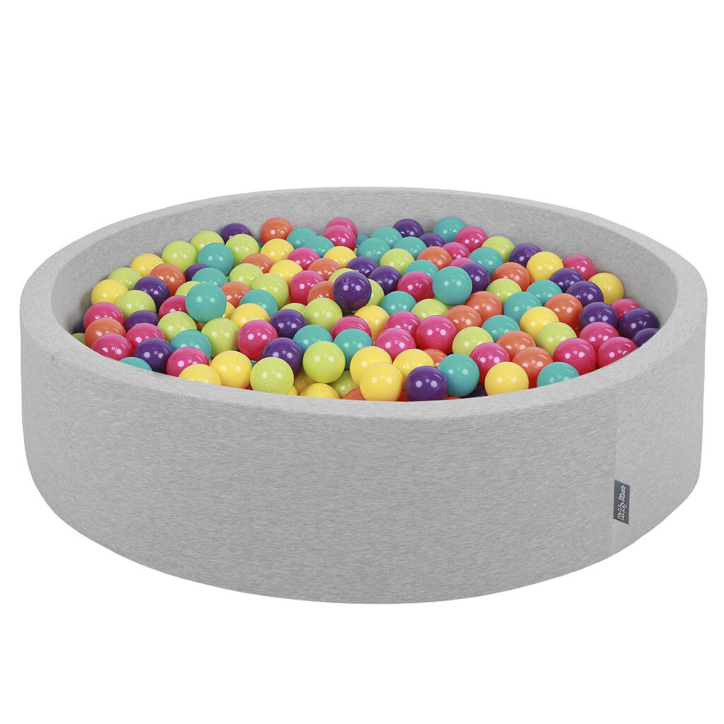 KiddyMoon pehmeä pallomeri pyöreä 120x30cm/600 pallot ∅ 7cm , lgrey:lgreen-yelow-turkoosi-oranssi-dpink-p hinta ja tiedot | Vauvan lelut | hobbyhall.fi